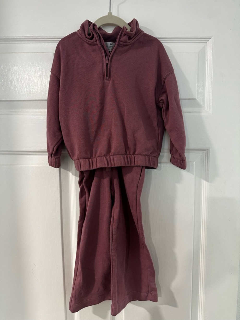 H&M Mauve Quarter-Zip Hoodie & Joggers Set
